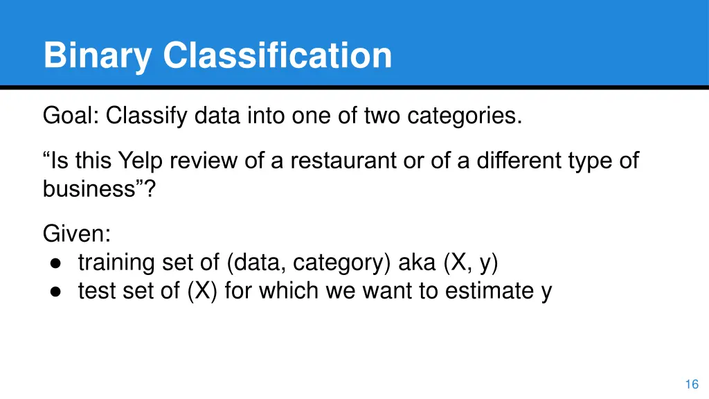 binary classification