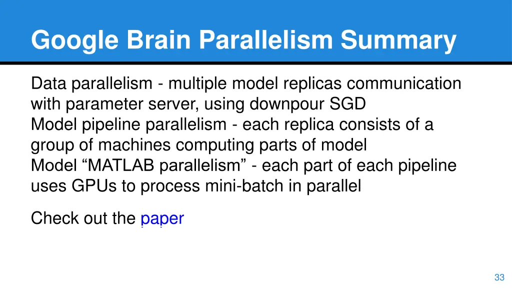 google brain parallelism summary