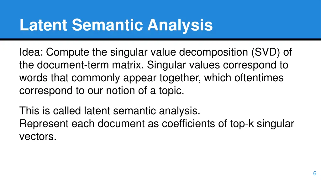 latent semantic analysis