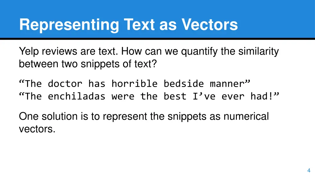 representing text as vectors