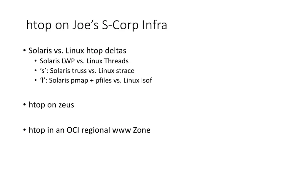 htop on joe s s corp infra