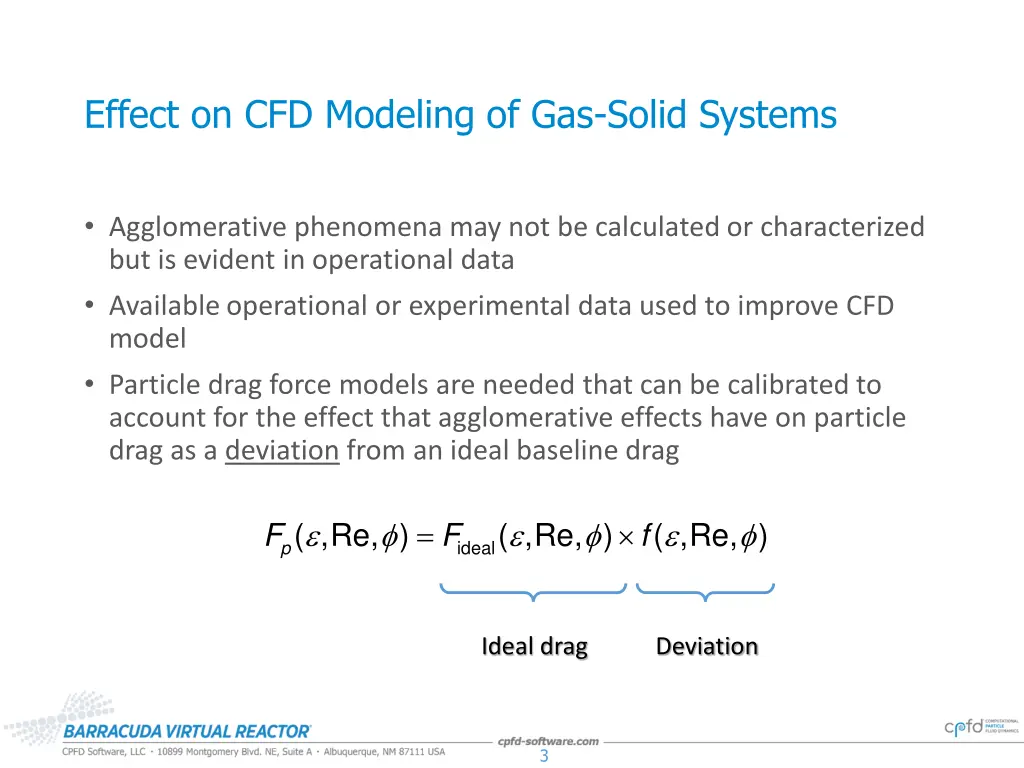 effect on cfd modeling of gas solid systems