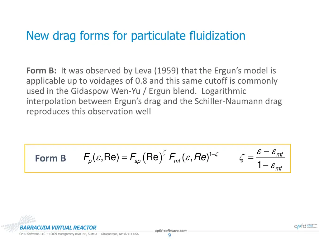 new drag forms for particulate fluidization 1