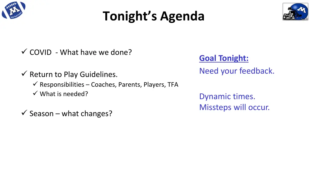 tonight s agenda