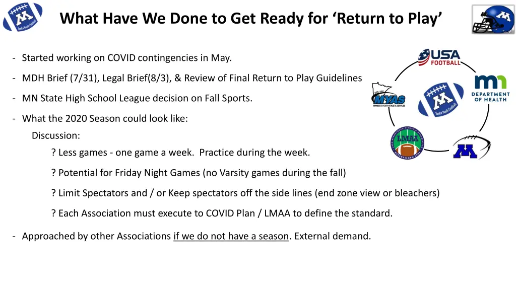 what have we done to get ready for return to play 1