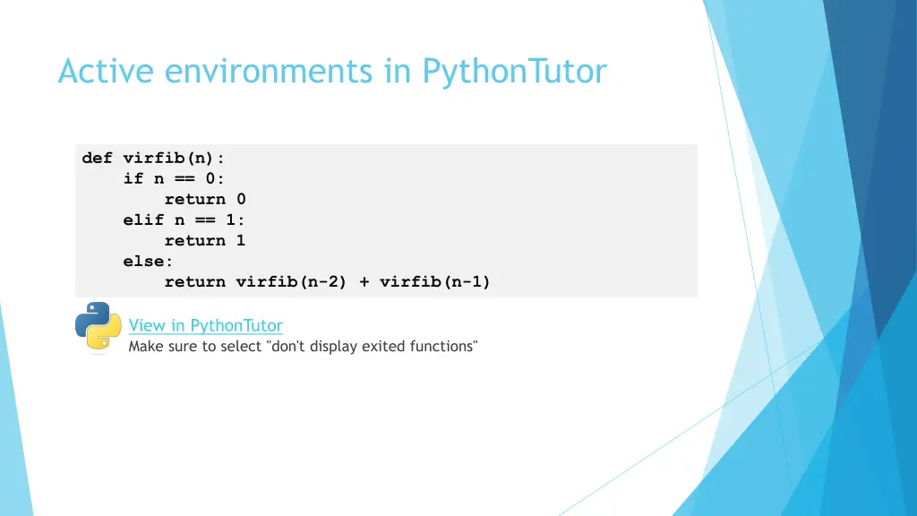 active environments in pythontutor