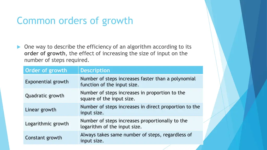 common orders of growth