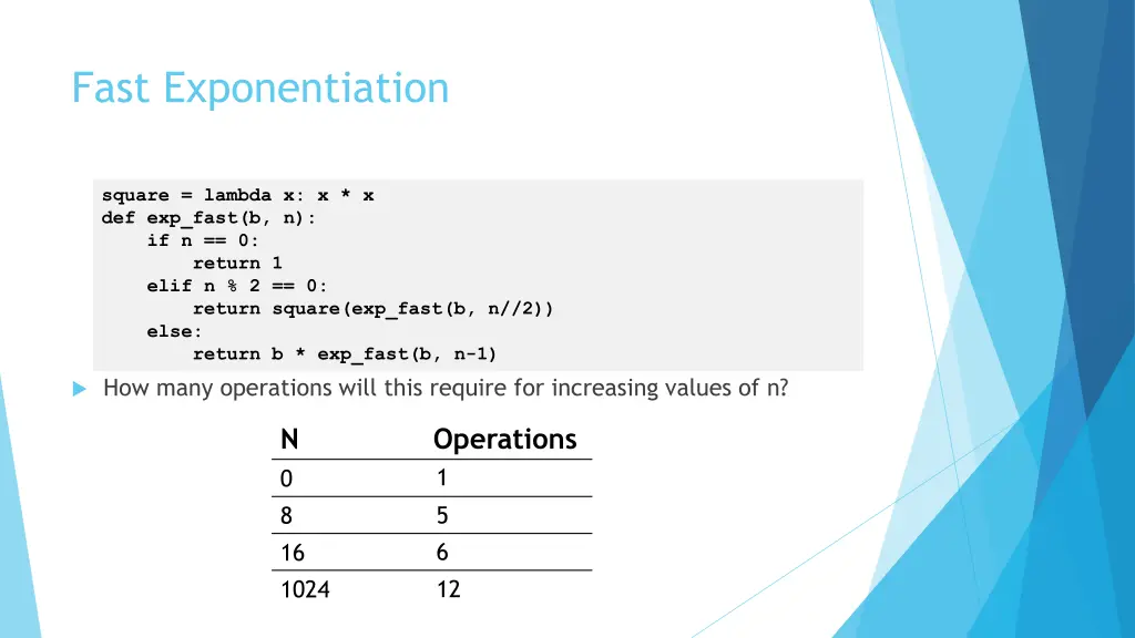 fast exponentiation
