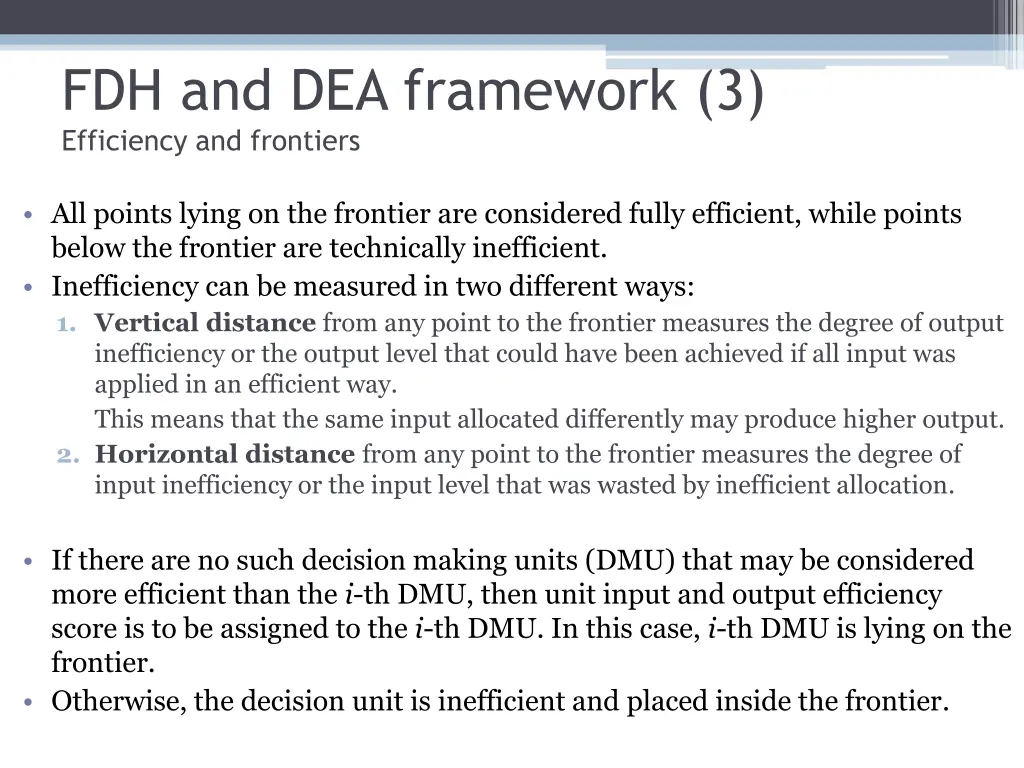 fdh and dea framework 3 efficiency and frontiers