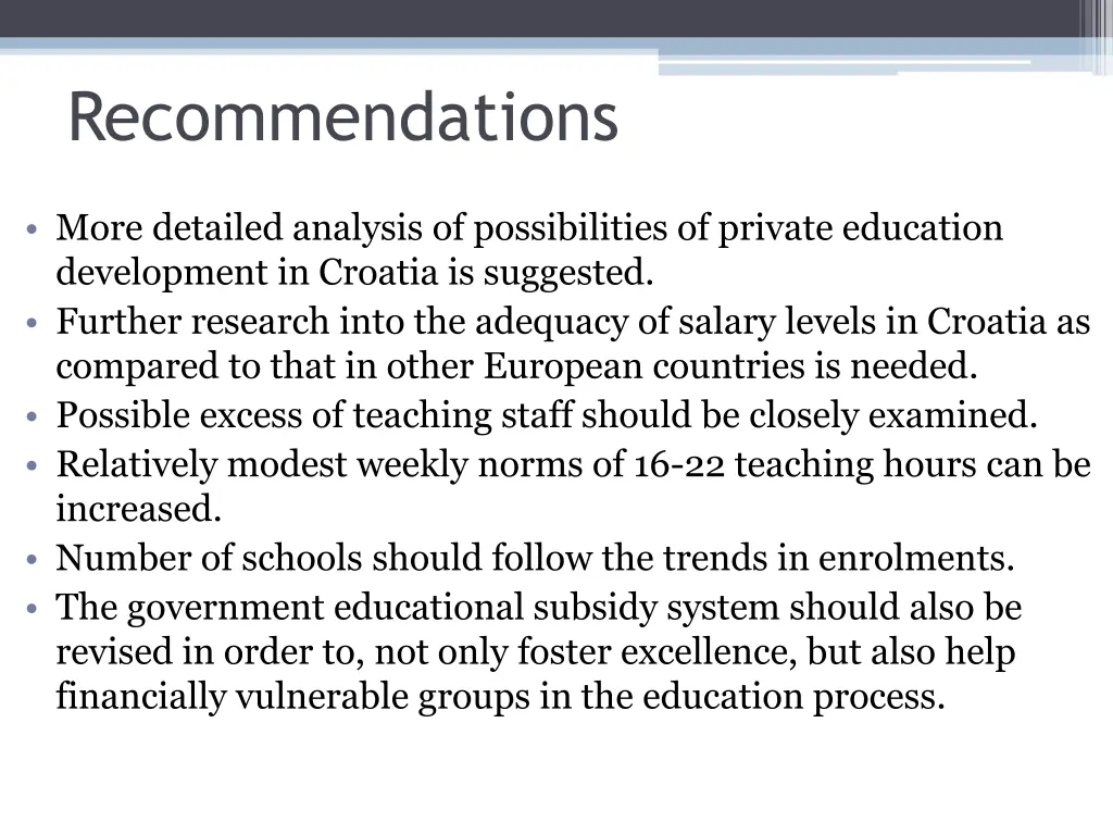recommendations