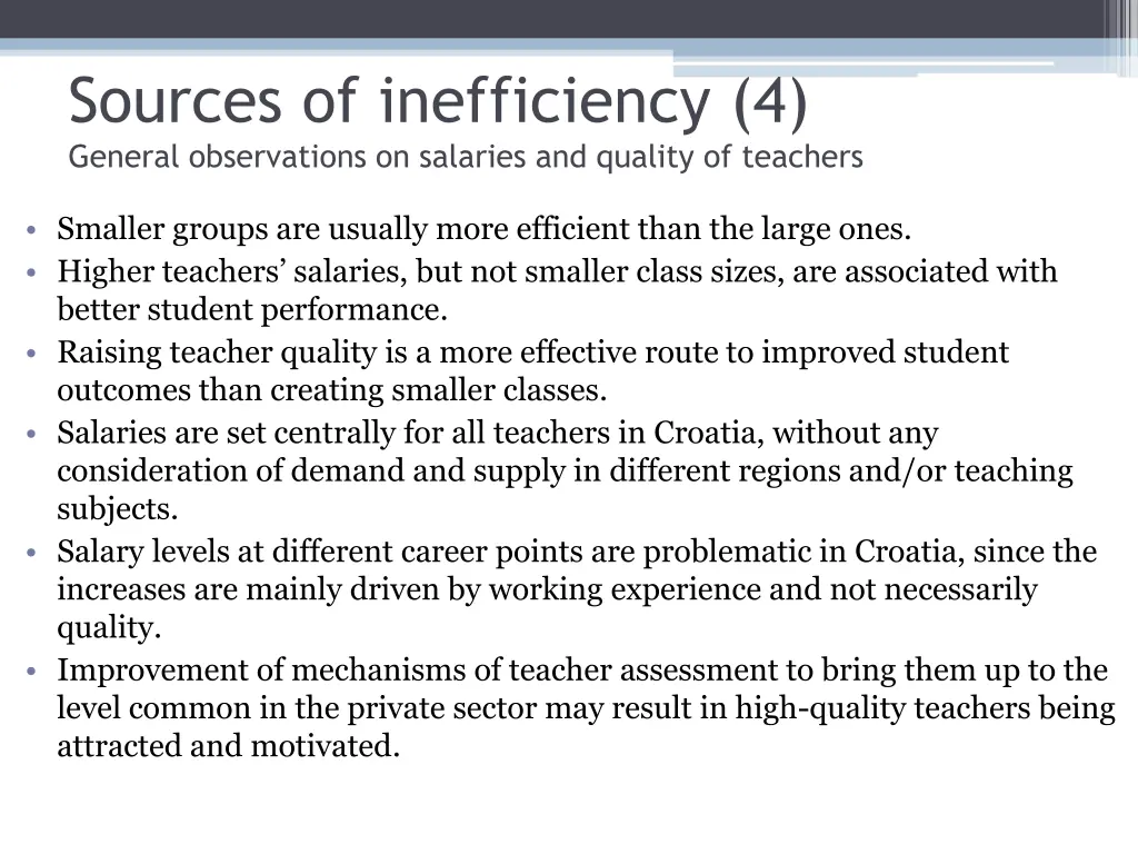 sources of inefficiency 4 general observations