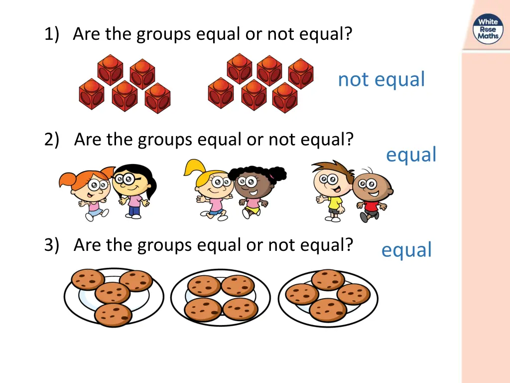 1 are the groups equal or not equal 1