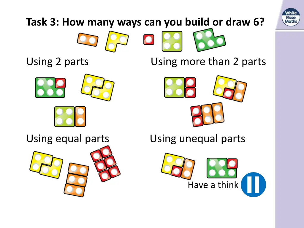 task 3 how many ways can you build or draw 6