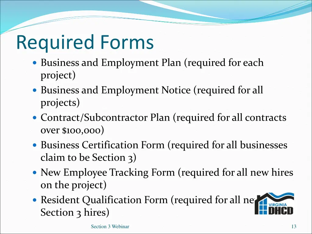 required forms business and employment plan