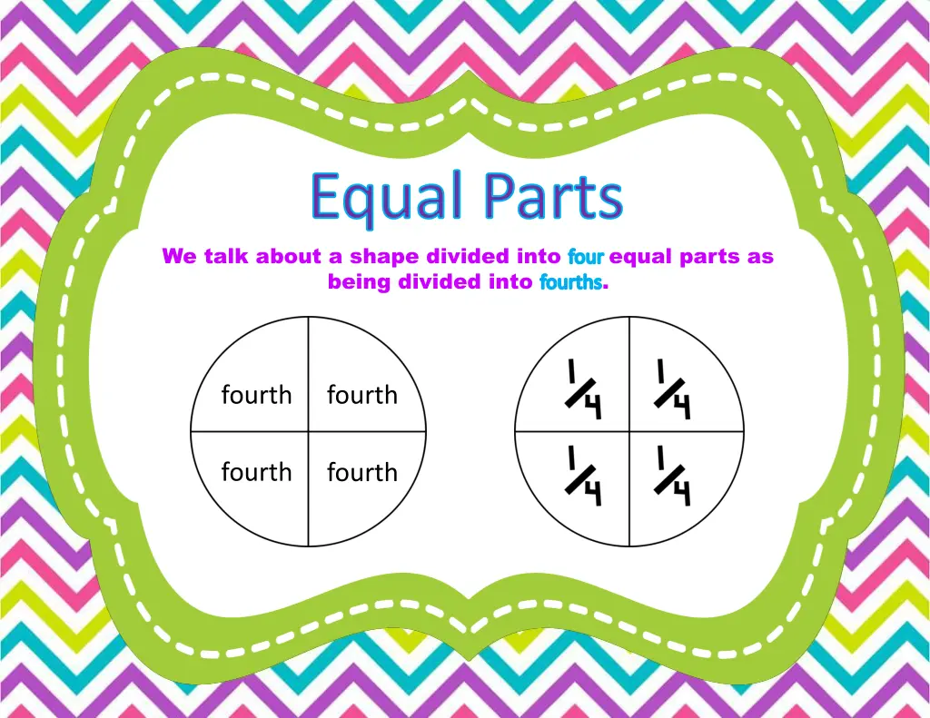 equal parts we talk about a shape divided into 2