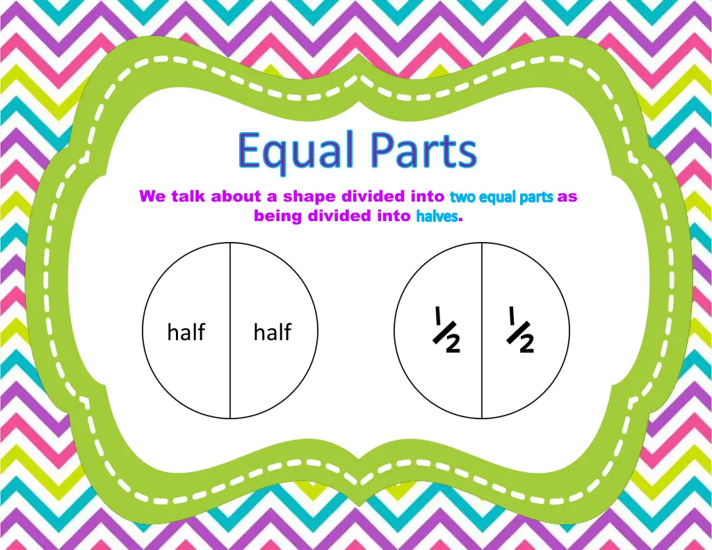 equal parts we talk about a shape divided into