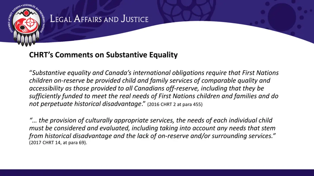 chrt s comments on substantive equality