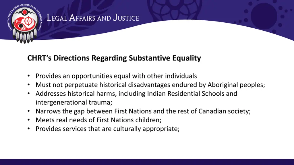 chrt s directions regarding substantive equality