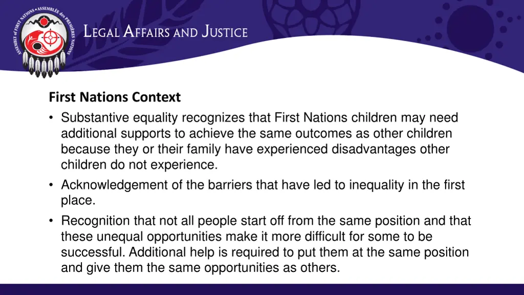 first nations context substantive equality