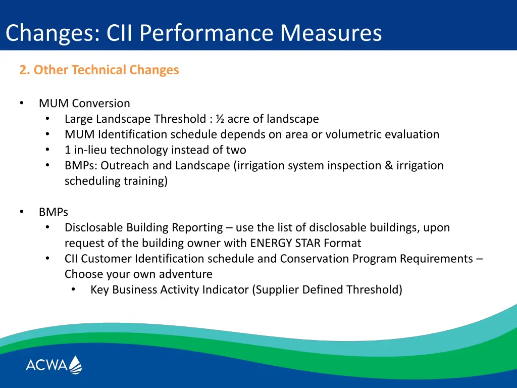 changes cii performance measures 4
