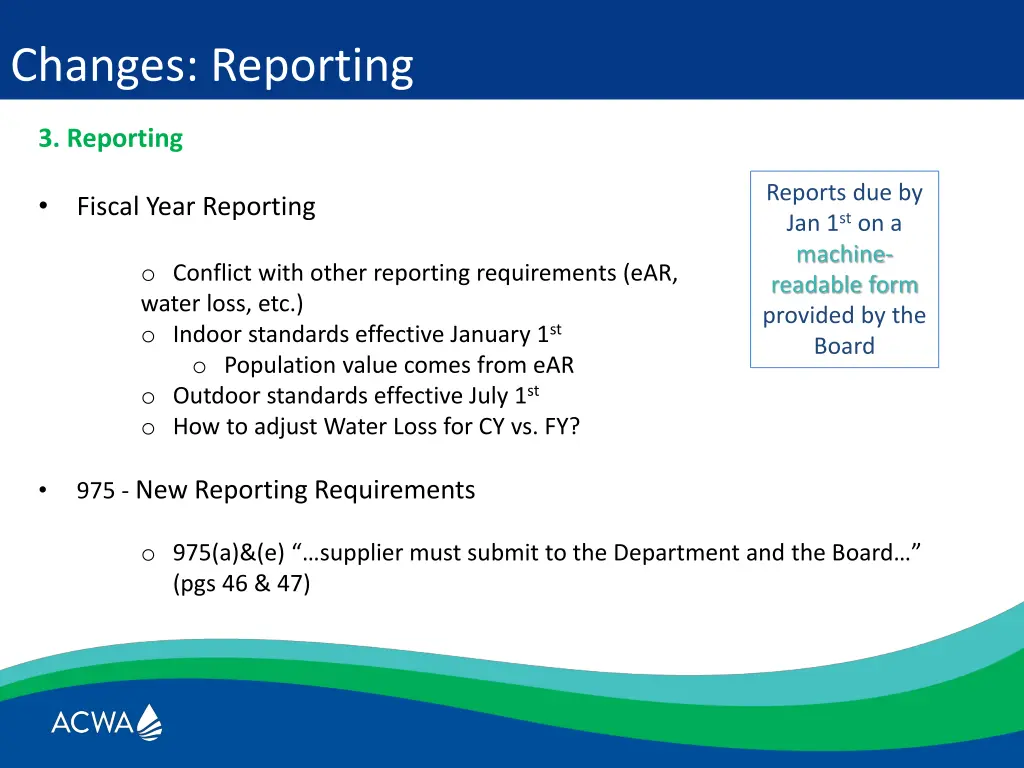changes reporting