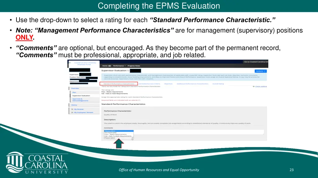 completing the epms evaluation 6