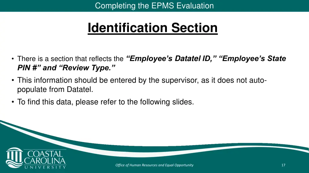completing the epms evaluation