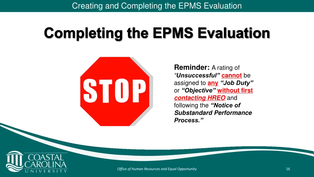 creating and completing the epms evaluation