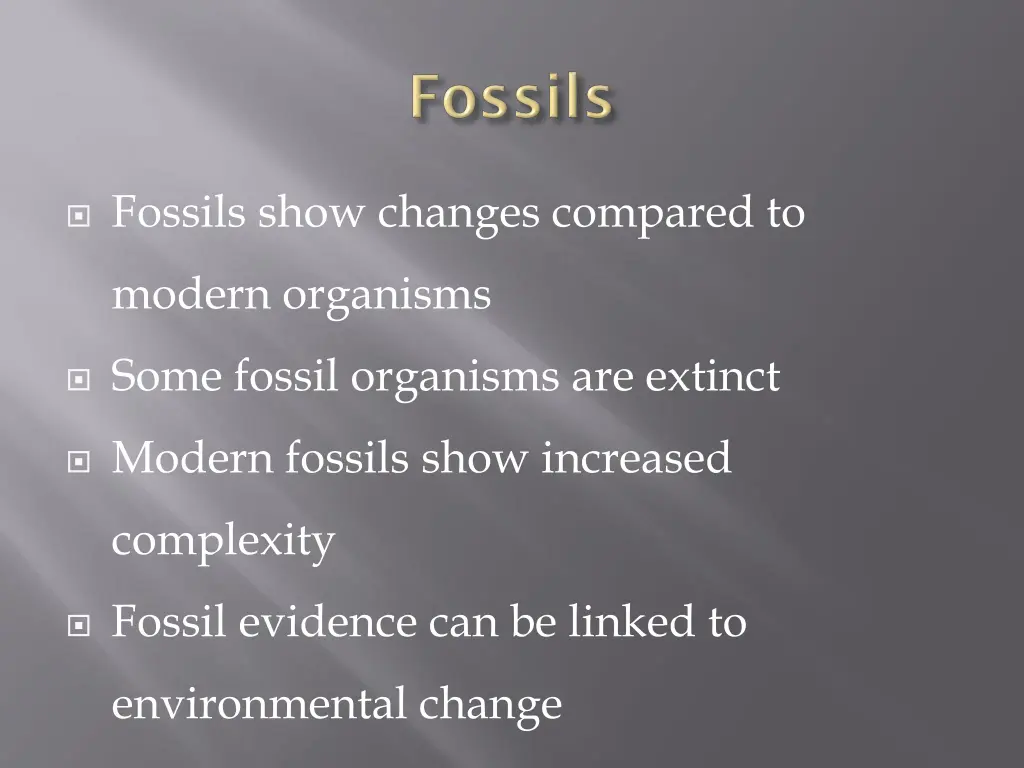 fossils show changes compared to