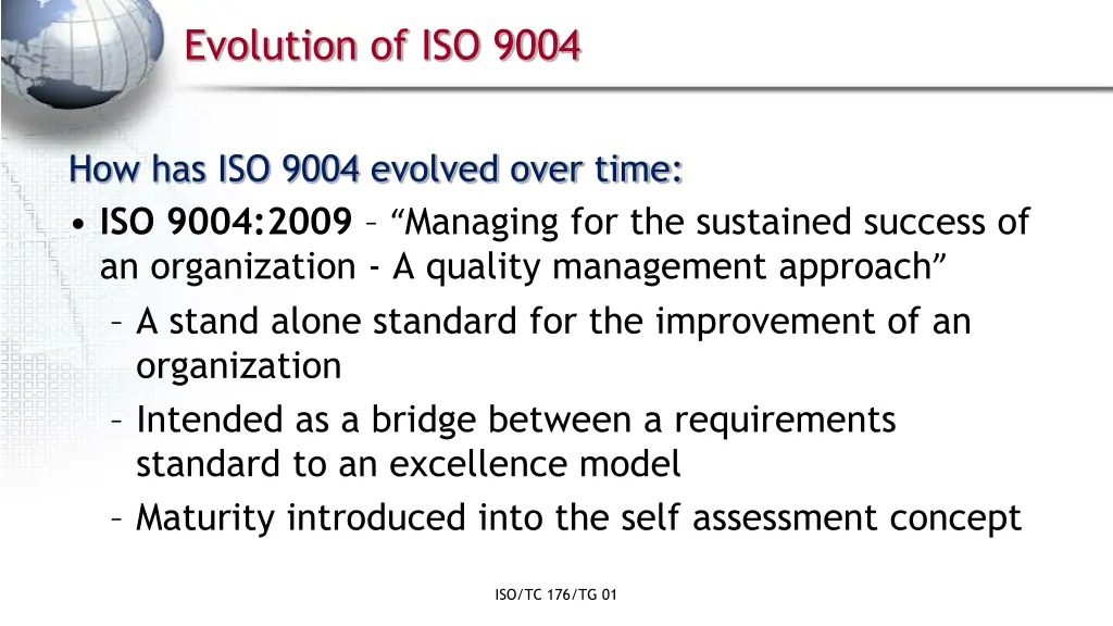 evolution of iso 9004 3