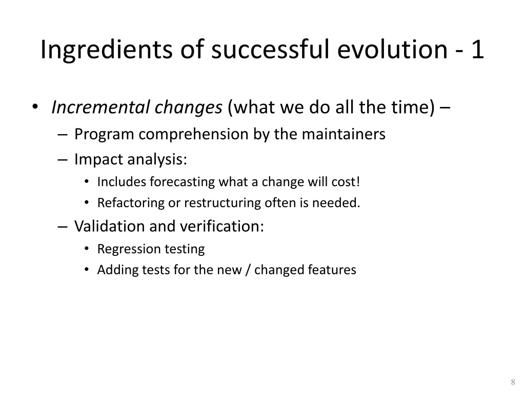 ingredients of successful evolution 1