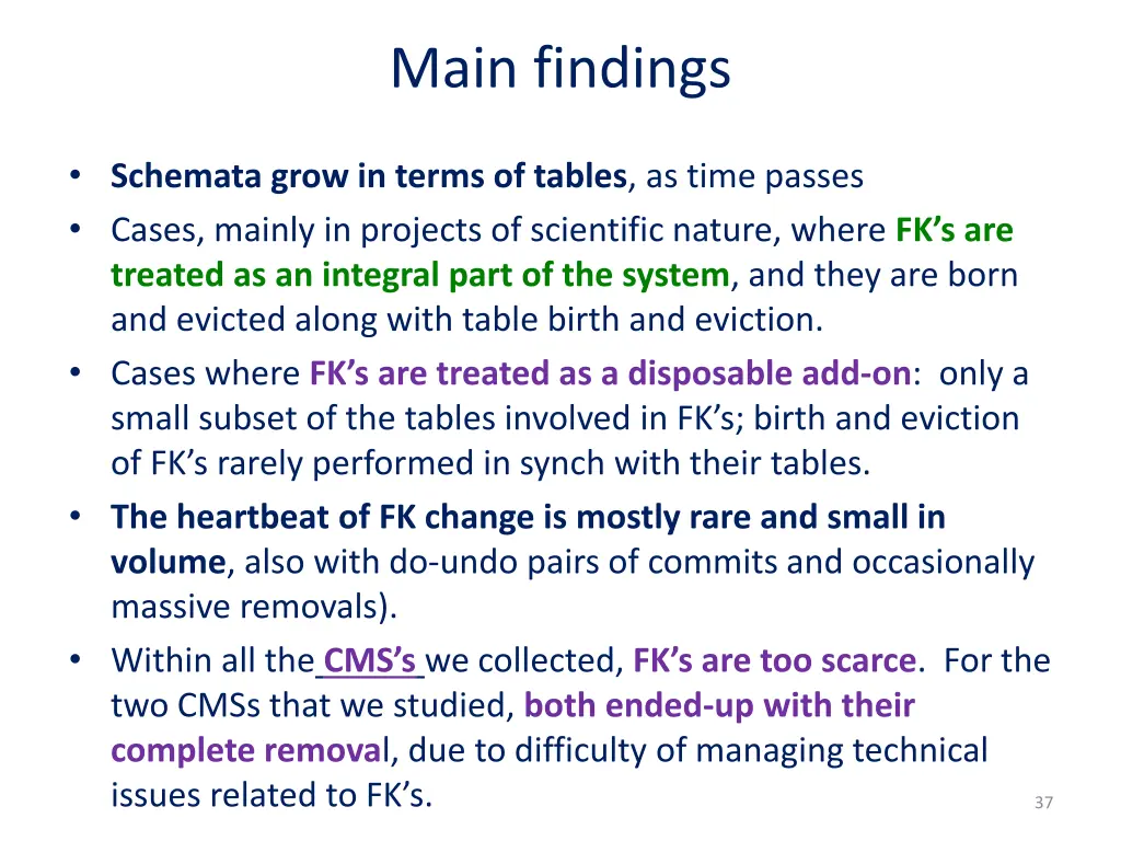 main findings