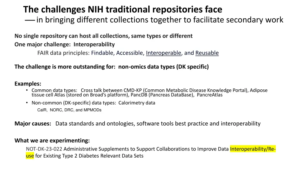 the challenges nih traditional repositories face