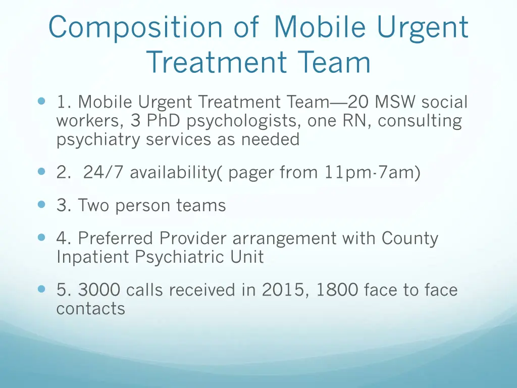 composition of mobile urgent treatment team