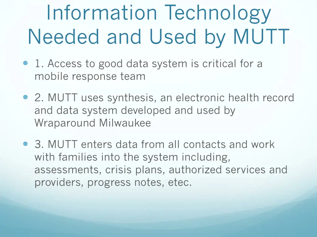 information technology needed and used by mutt
