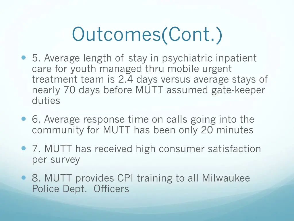 outcomes cont