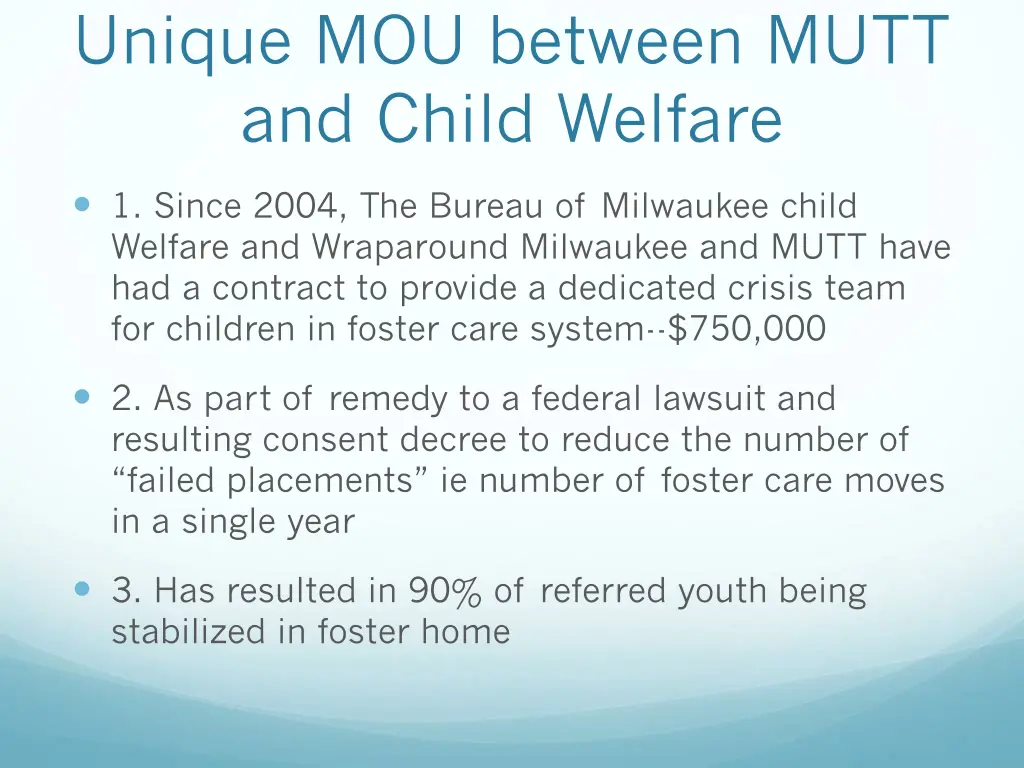 unique mou between mutt and child welfare