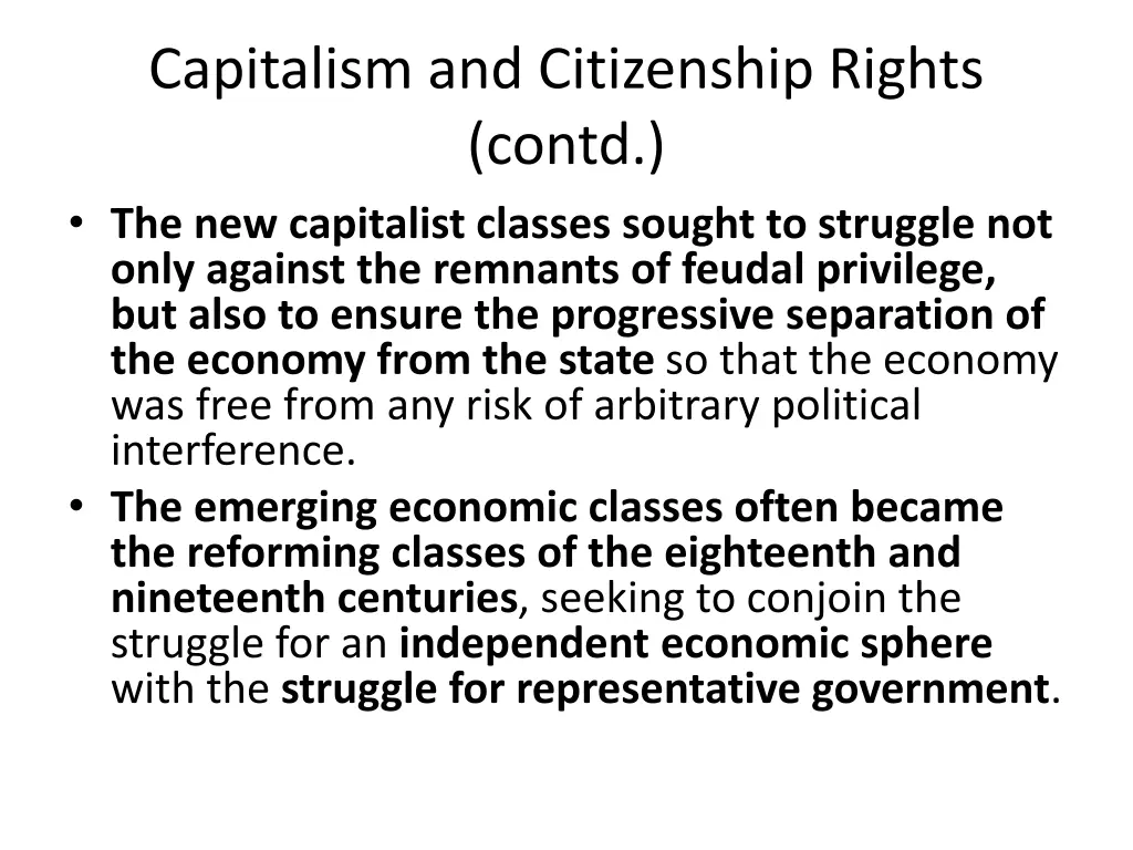 capitalism and citizenship rights contd