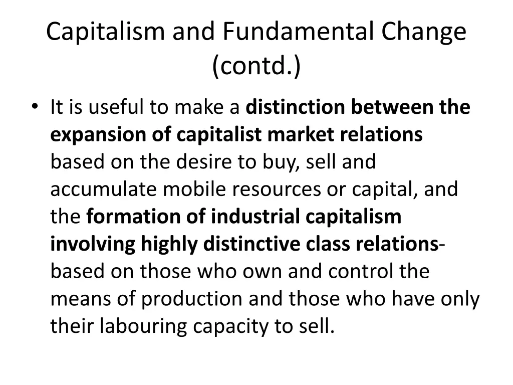 capitalism and fundamental change contd
