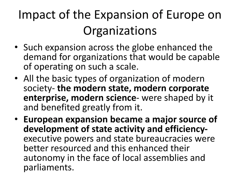 impact of the expansion of europe