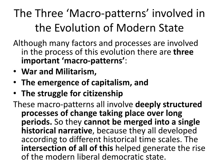 the three macro patterns involved