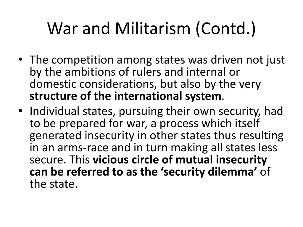 war and militarism contd 1