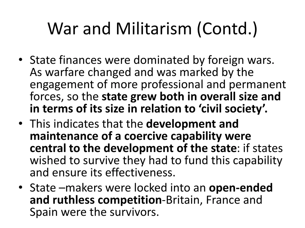 war and militarism contd