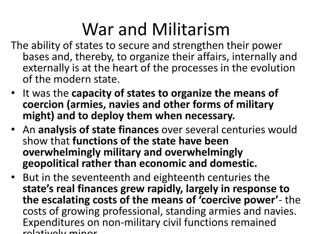 war and militarism the ability of states