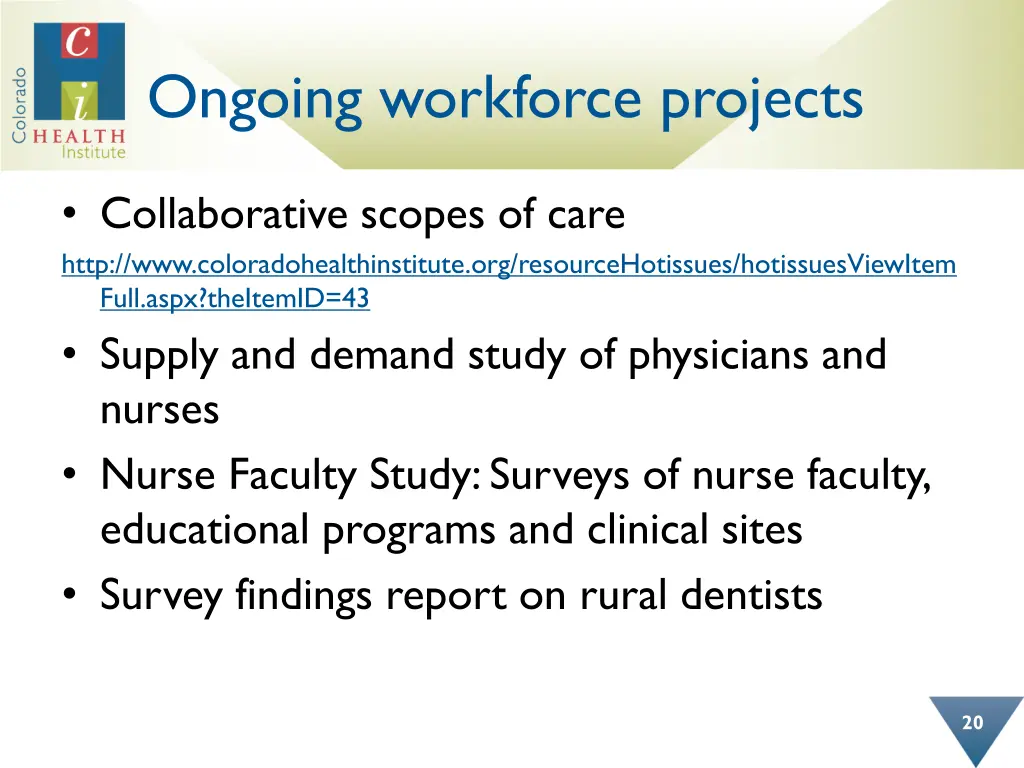 ongoing workforce projects