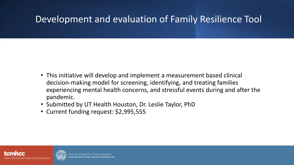 development and evaluation of family resilience