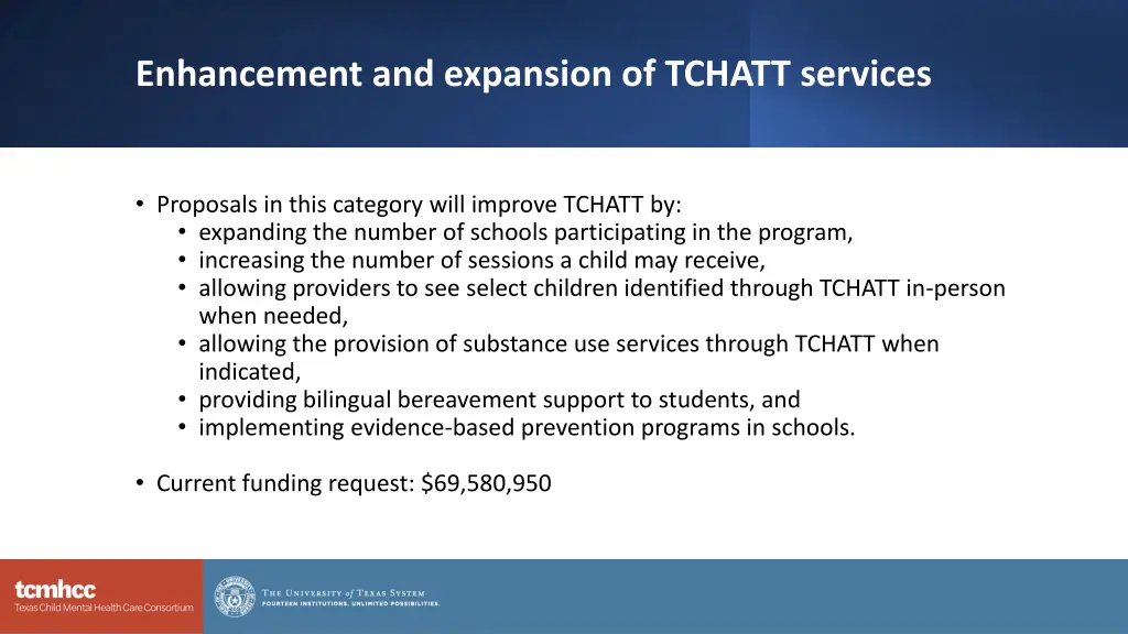 enhancement and expansion of tchatt services