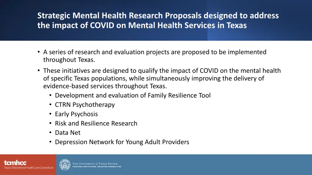 strategic mental health research proposals