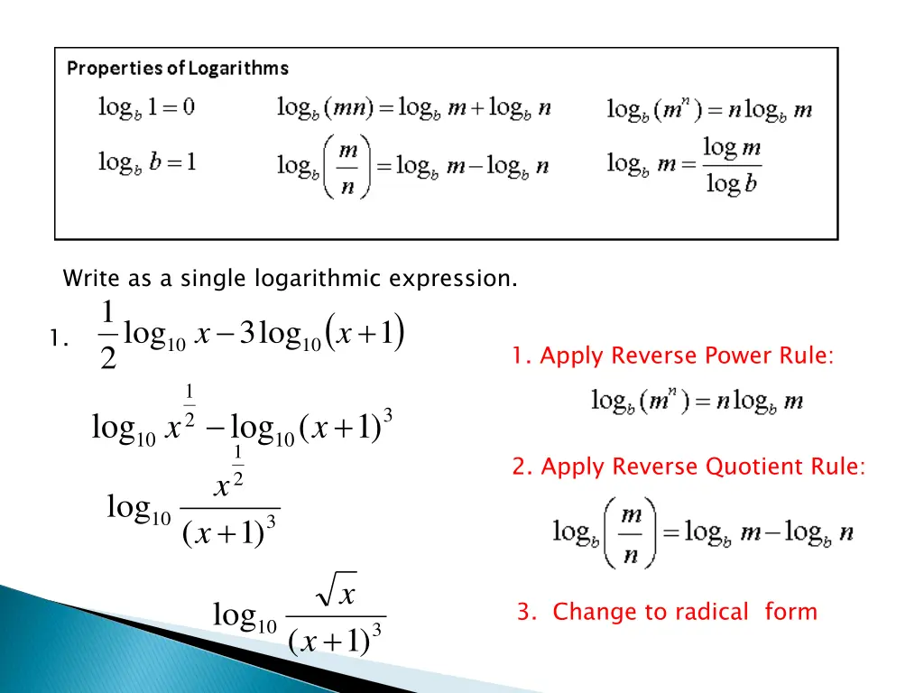 write as a single logarithmic expression
