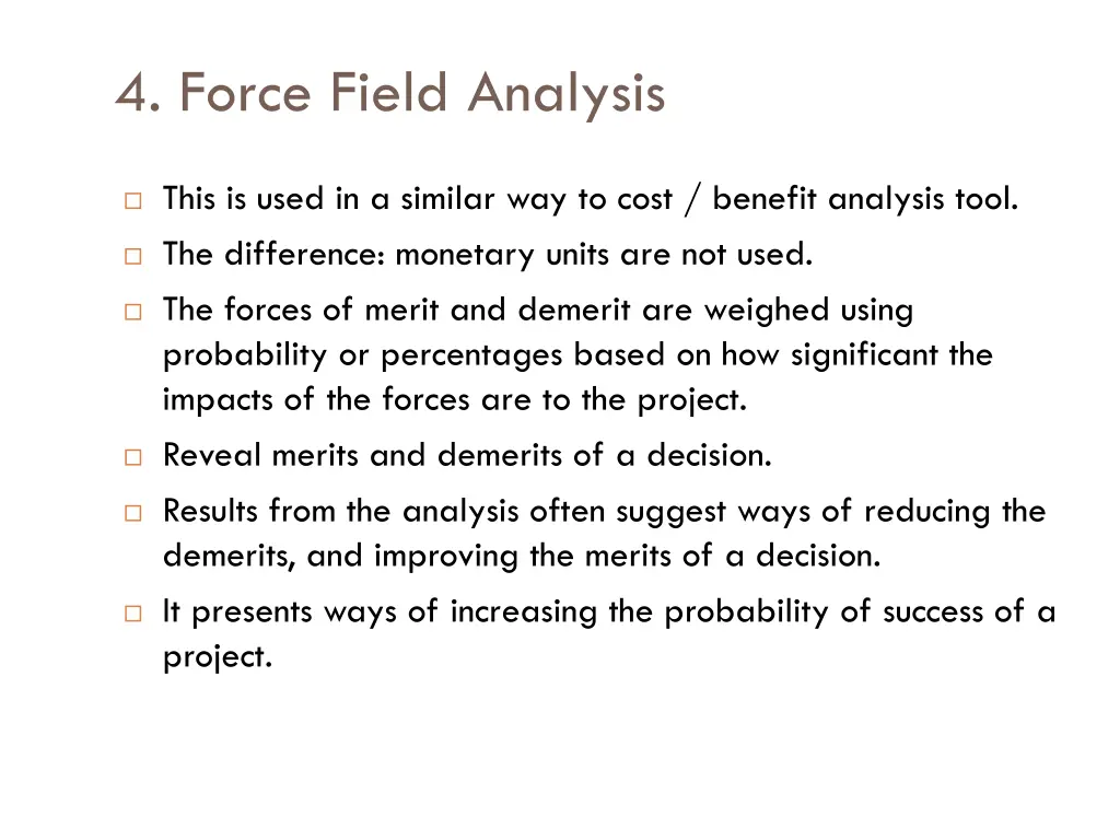 4 force field analysis